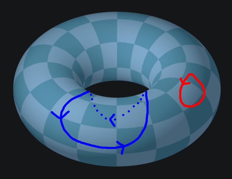 A torus
        with two trivial loops drawn